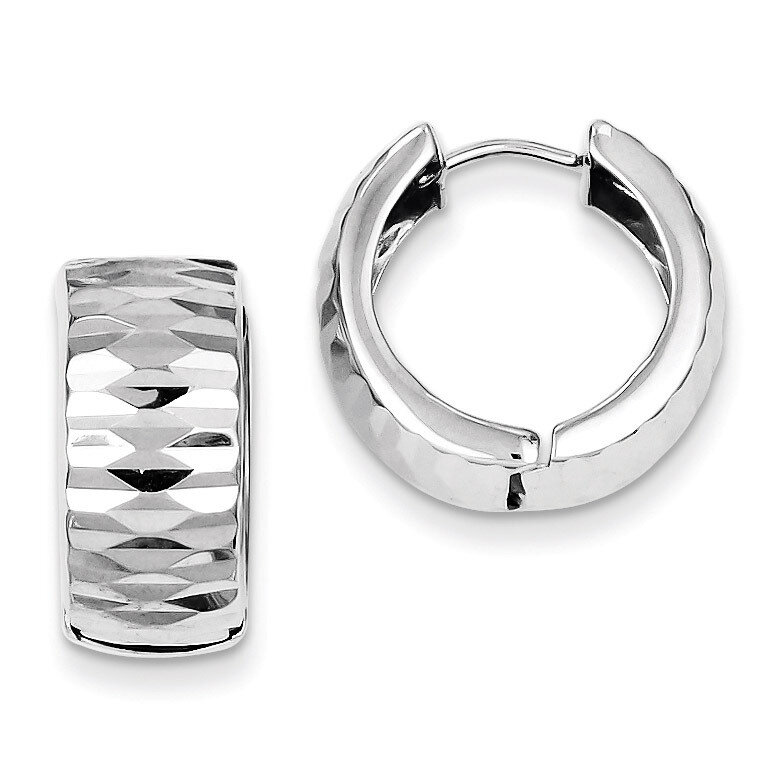 Polished Diamond Cut Hinged Hoop Earrings Sterling Silver Rhodium QE8513, MPN: QE8513, 886774367446