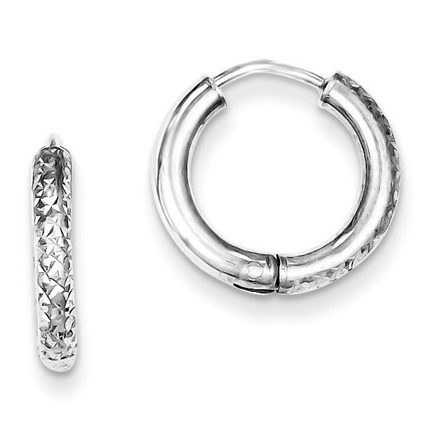 Hollow Hinged Hoop Earrings Diamond-cut Sterling Silver QE8518, MPN: QE8518, 886774367484