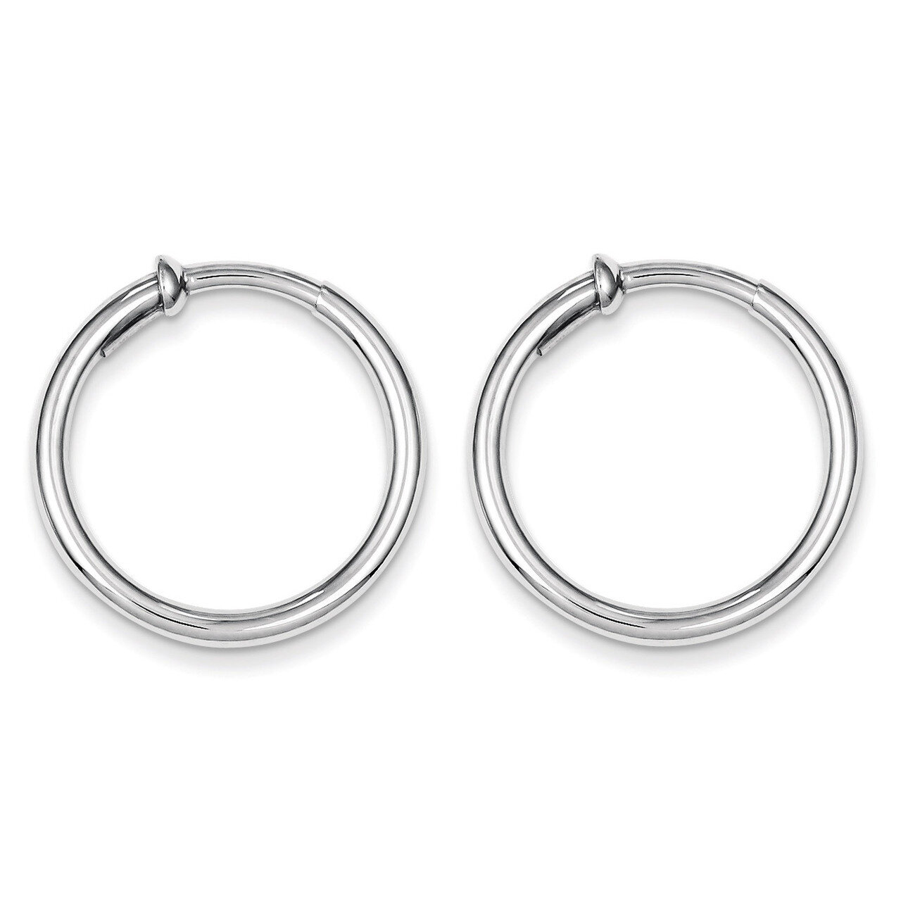 Polished Hoop Earrings Sterling Silver Rhodium QE8555, MPN: QE8555, 886774367590
