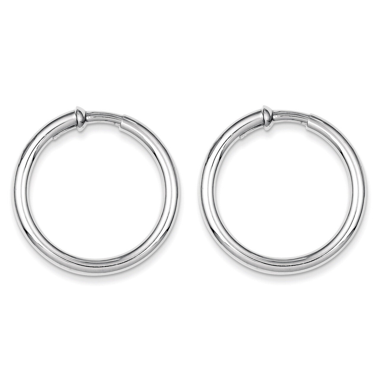 Polished Hoop Earrings Sterling Silver Rhodium QE8559, MPN: QE8559, 886774367637