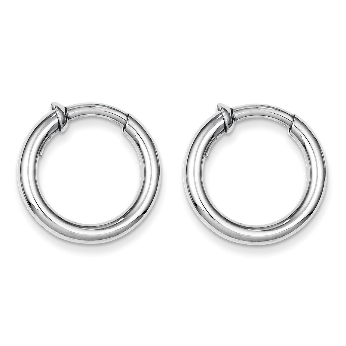 Polished Hoop Earrings Sterling Silver Rhodium QE8561