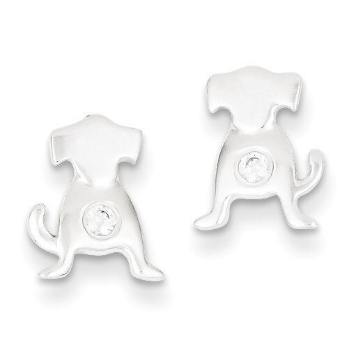 Diamond Dog Post Earrings Sterling Silver Polished QE8679, MPN: QE8679, 883957570280