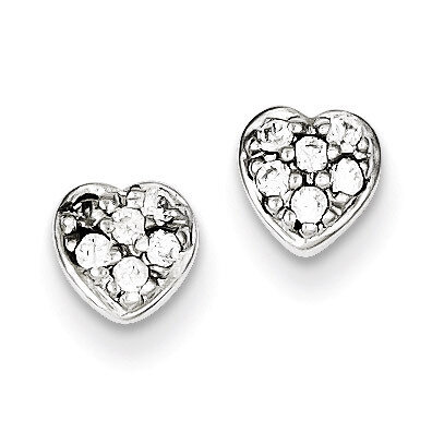 Heart Post Earrings Sterling Silver Diamond QE8686