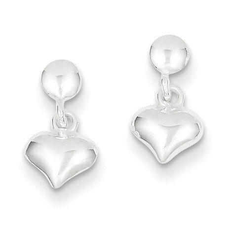 Dangle Heart Post Earrings Sterling Silver QE8728, MPN: QE8728, 883957501741