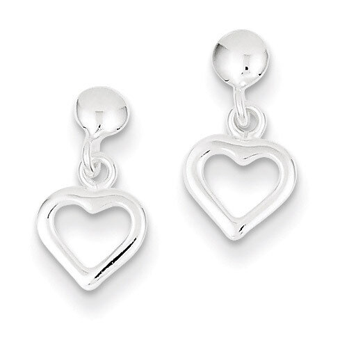 Dangle Heart Post Earrings Sterling Silver QE8730, MPN: QE8730, 883957571317