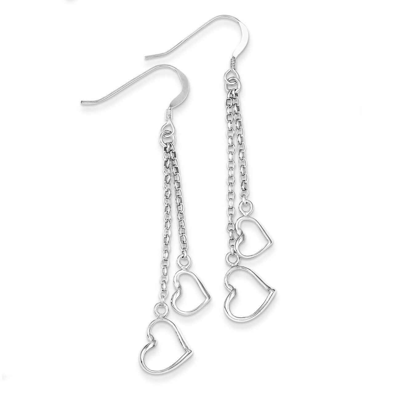 Heart Wind Chime Dangle Shepherd Hook Earrings Sterling Silver QE8752, MPN: QE8752, 886774646442
