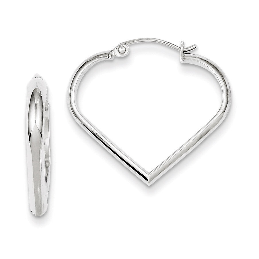 Heart Hoop Earrings Sterling Silver Rhodium-plated QE8762