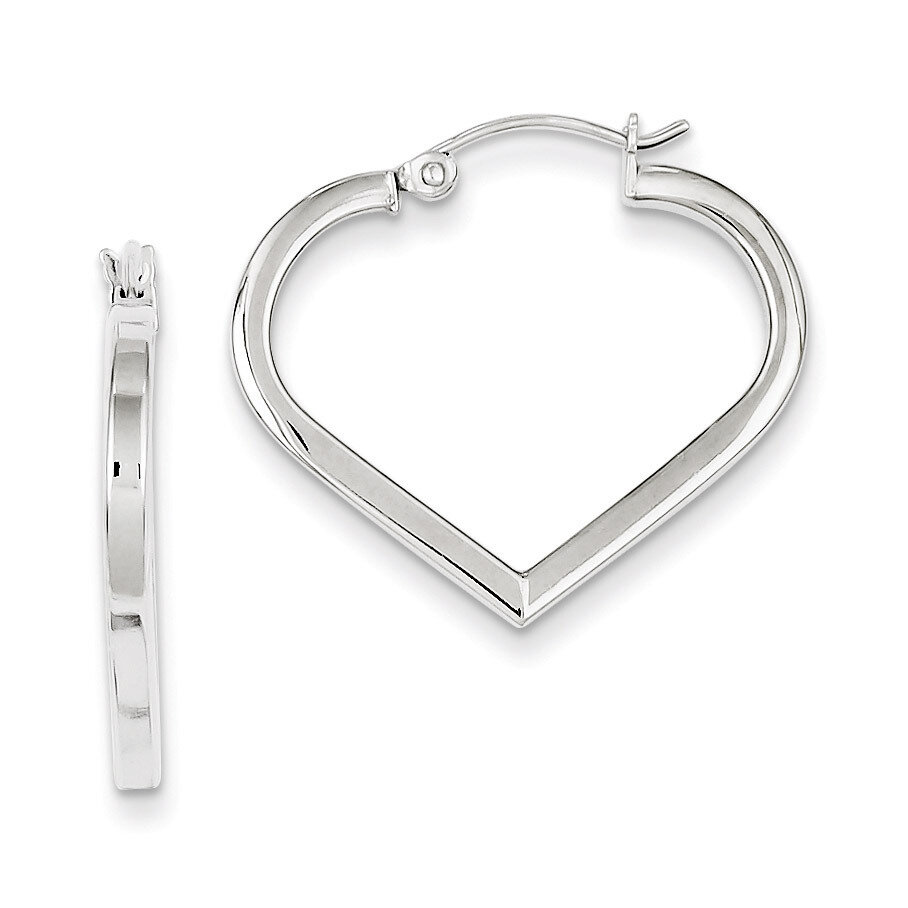 Heart Hoop Earrings Sterling Silver Rhodium-plated QE8767, MPN: QE8767, 886774247021