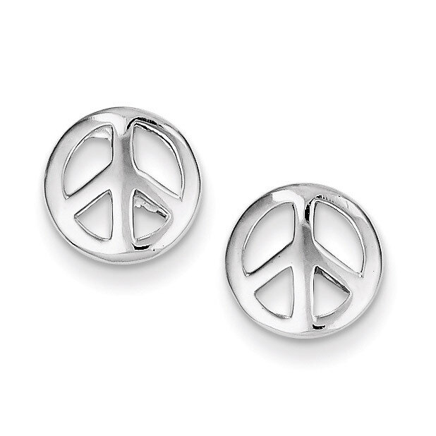 Peace Sign Post Earrings Sterling Silver Polished QE8788, MPN: QE8788, 883957542935