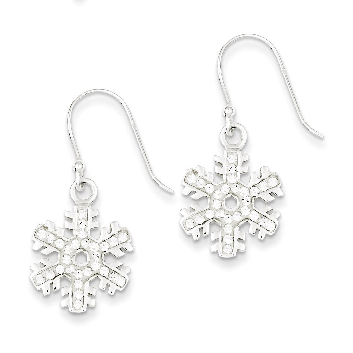 Stellux Crystal Snowflake Shepherd Hook Earrings Sterling Silver QE8811