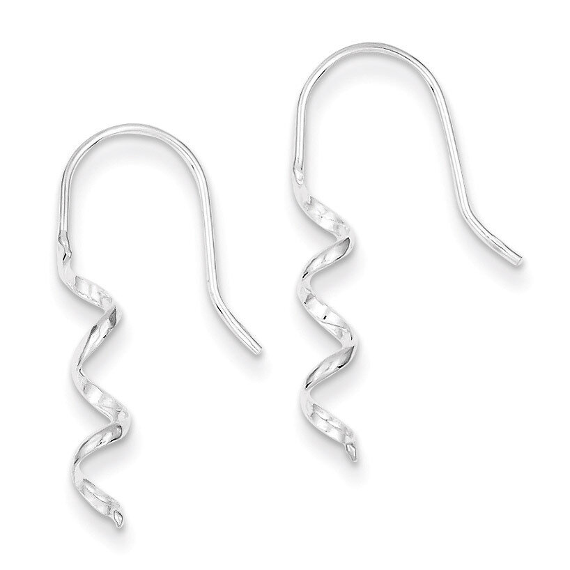 Spiral Dangle Shepherd Hook Earrings Sterling Silver QE8821