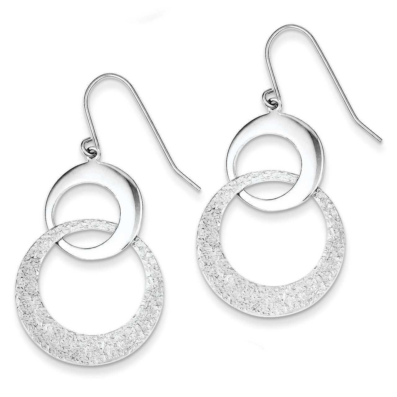 Polished Interlocking Circles Earrings Textured Sterling Silver QE8869, MPN: QE8869, 886774749792