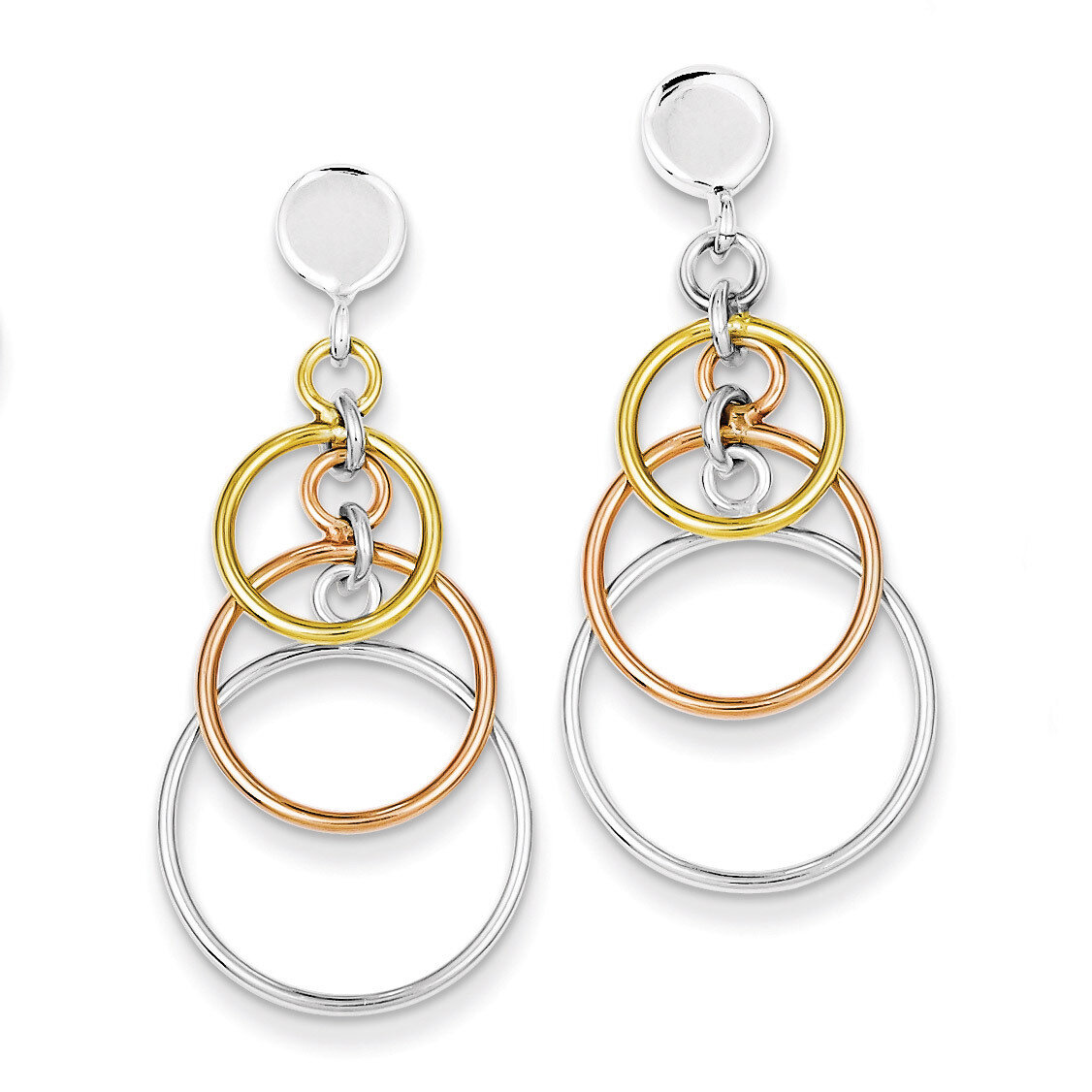 Flash Gold Plated Circle Dangle Post Earrings Sterling Silver Polished QE8876, MPN: QE8876, 8839575…
