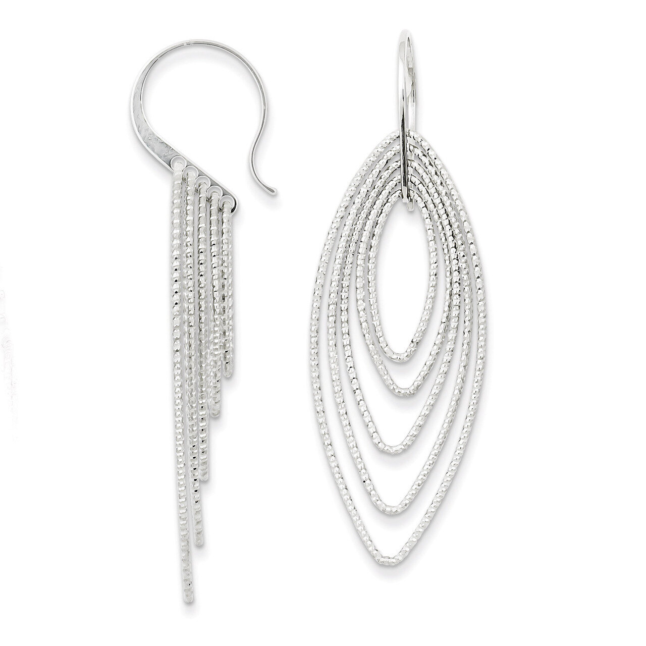 Oblong Dangle Earrings Sterling Silver Rhodium-plated QE8909, MPN: QE8909, 886774749938