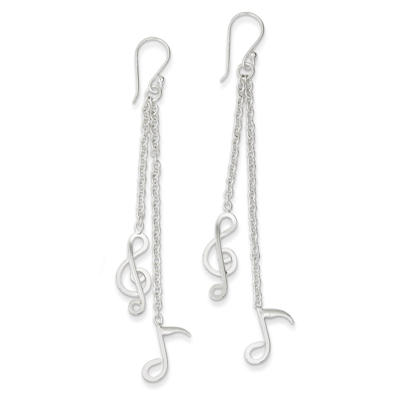 Musical Notes Dangle Earrings Sterling Silver QE8920
