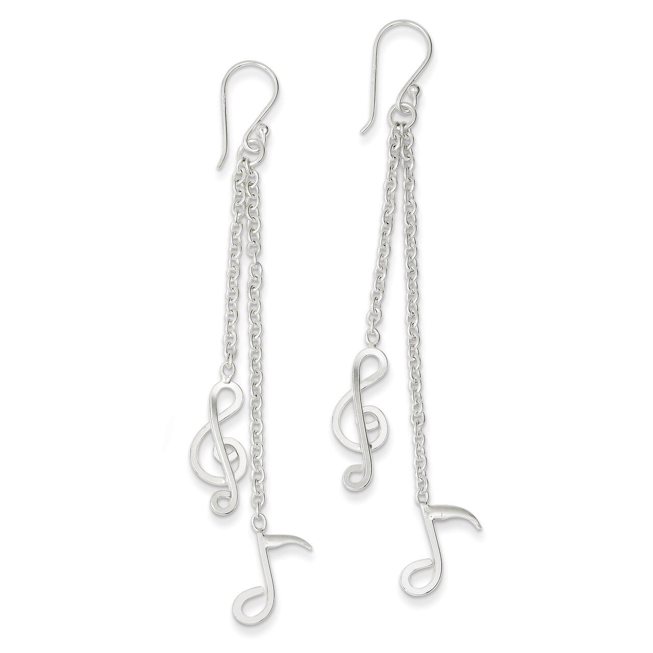 Musical Notes Dangle Earrings Sterling Silver QE8920, MPN: QE8920, 886774761015