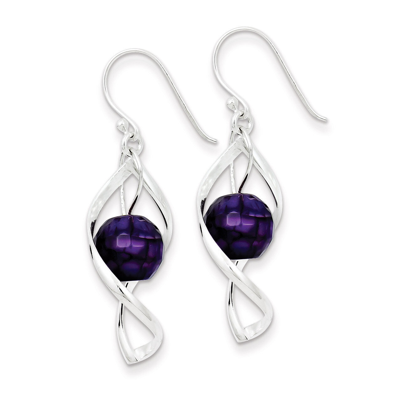 Twist Dangle Amethyst Earrings Sterling Silver QE8959, MPN: QE8959, 883957573724