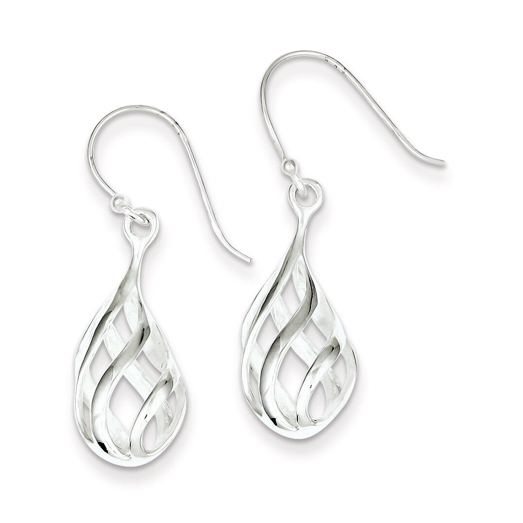 Twist Drop Shepherd Hook Earrings Sterling Silver QE8962