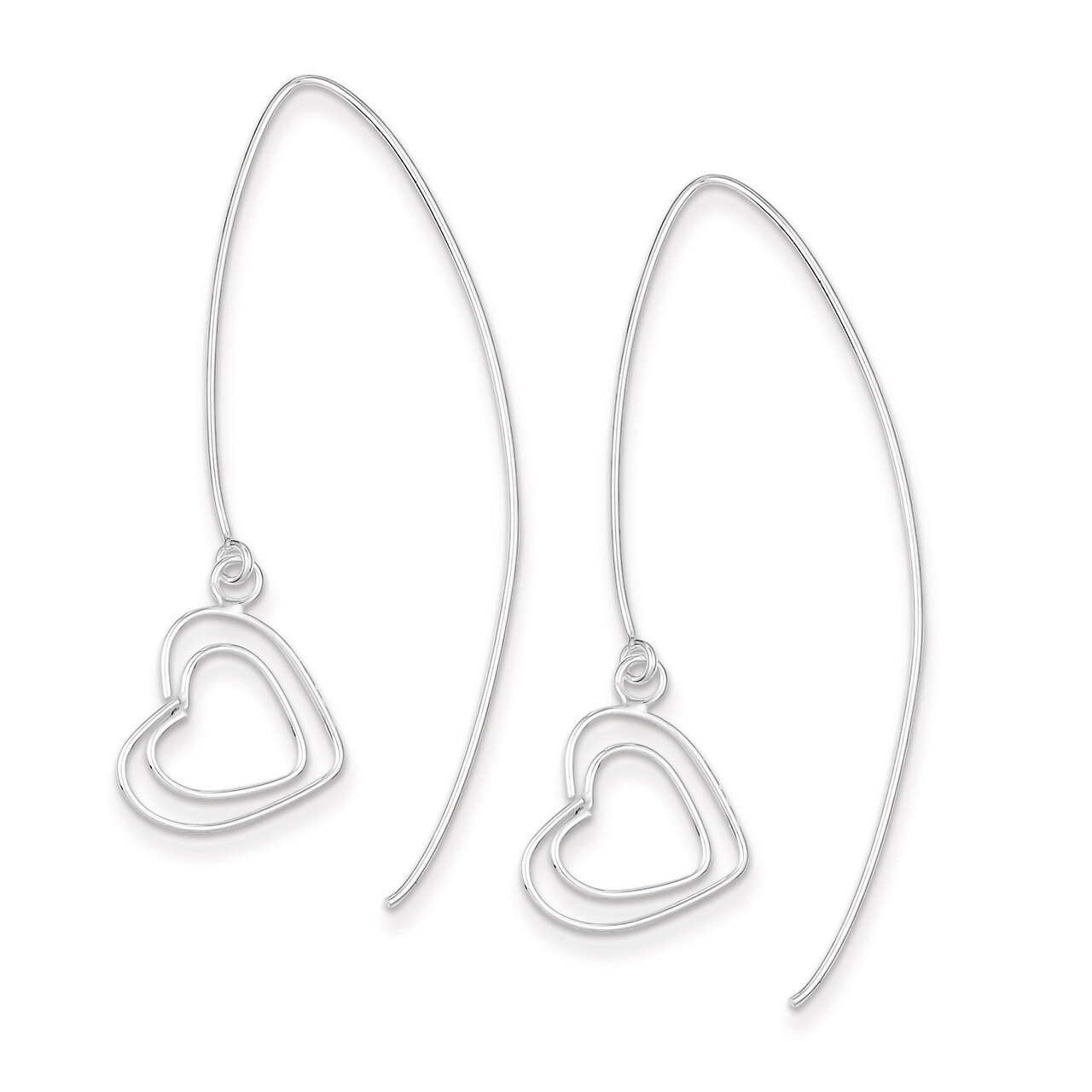 Heart Threader Earrings Sterling Silver QE9075, MPN: QE9075, 883957540306