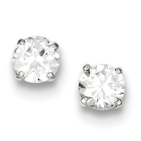 Round Diamond 7mm Post Earrings Sterling Silver QE9099