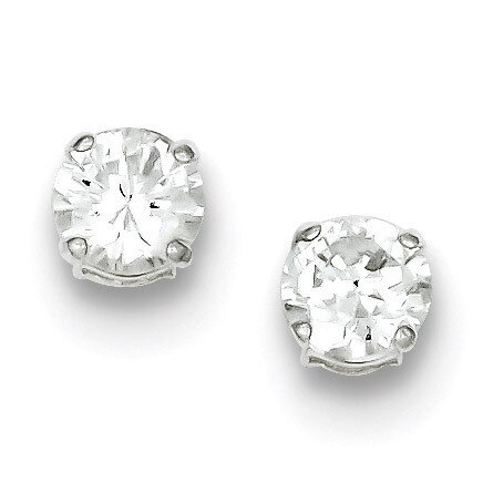 Round Diamond 6mm Post Earrings Sterling Silver QE9100