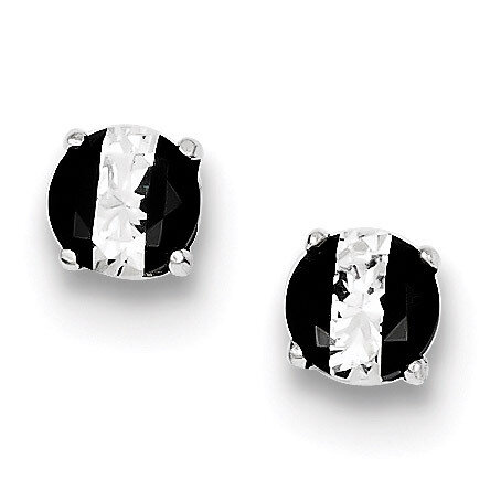 Black and White Colored Diamond 6mm Round Post Earrings Sterling Silver QE9110, MPN: QE9110, 883957…