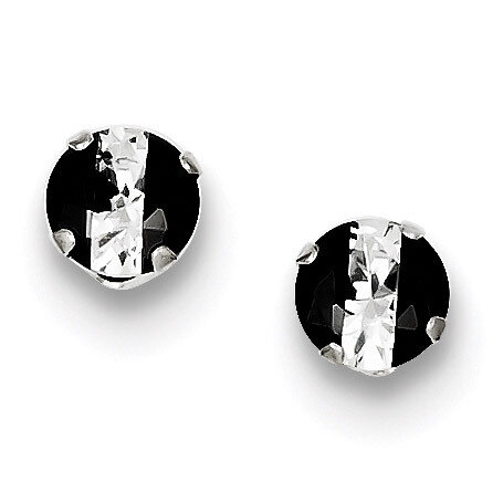 Black and White Colored Diamond 6mm Round Post Earrings Sterling Silver QE9111, MPN: QE9111, 883957…