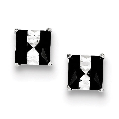 Black and White Colored Diamond 6mm Square Post Earrings Sterling Silver QE9112, MPN: QE9112, 19110…