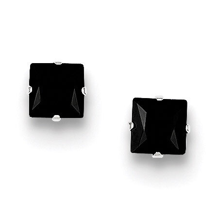 Black Diamond 5mm Square Post Earrings Sterling Silver QE9118