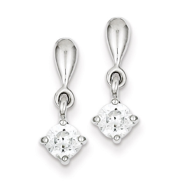 Dangle Earrings Sterling Silver Rhodium-plated Diamond QE9147