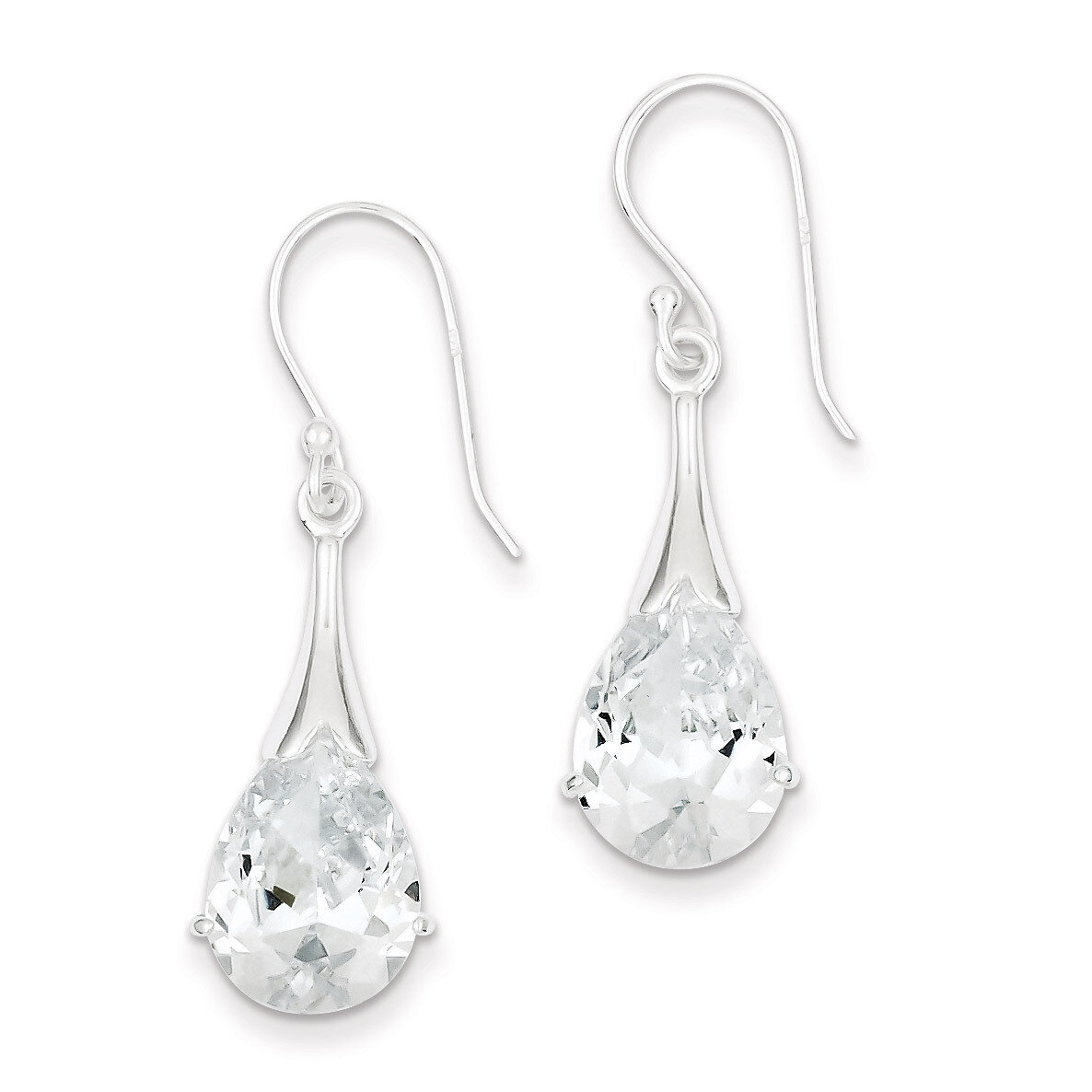Shepherd Hook Earrings Sterling Silver Diamond QE9152, MPN: QE9152, 883957580678