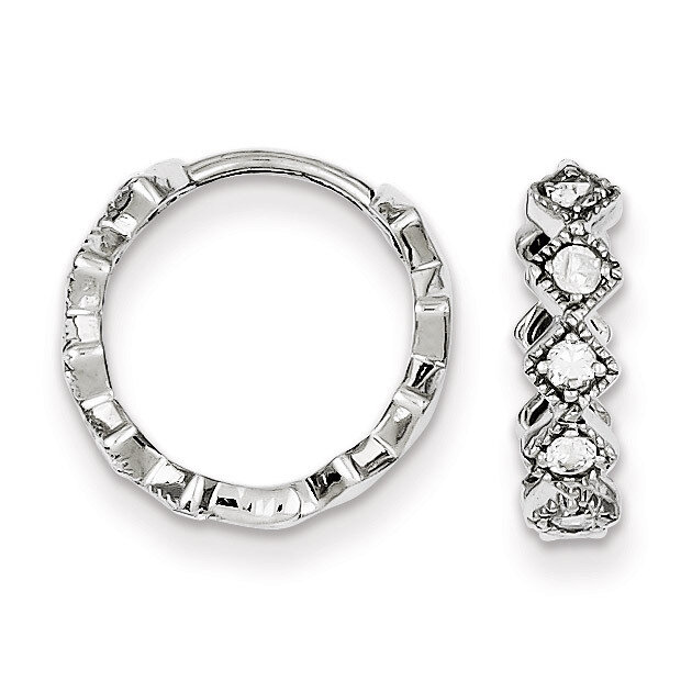 Hinged Hoop Earrings Sterling Silver Diamond QE9197, MPN: QE9197, 883957545370