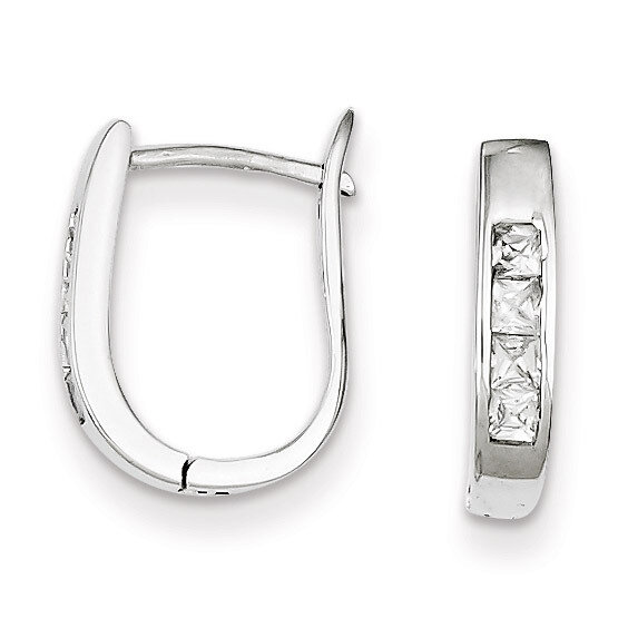 Hinged Hoop Earrings Sterling Silver Diamond QE9203