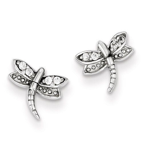 Dragonfly Post Earrings Sterling Silver Diamond QE9206, MPN: QE9206, 883957555515