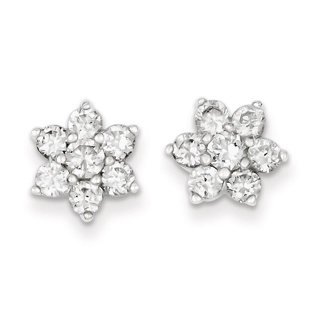 Flower Post Earrings Sterling Silver Diamond QE9215, MPN: QE9215, 883957519784