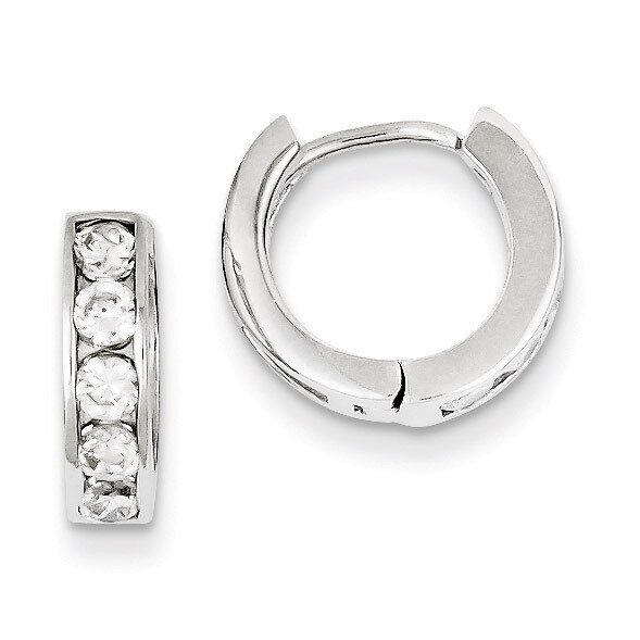 Hinged Hoop Earrings Sterling Silver Diamond QE9250
