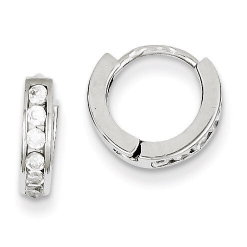 Hinged Hoop Earrings Sterling Silver Diamond QE9251, MPN: QE9251, 191101208935