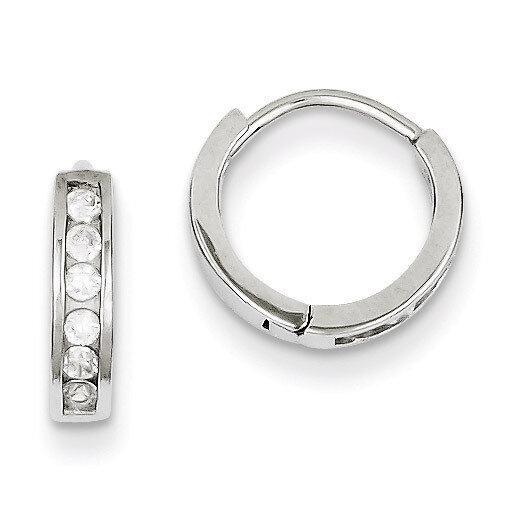 Hinged Hoop Earrings Sterling Silver Diamond QE9252