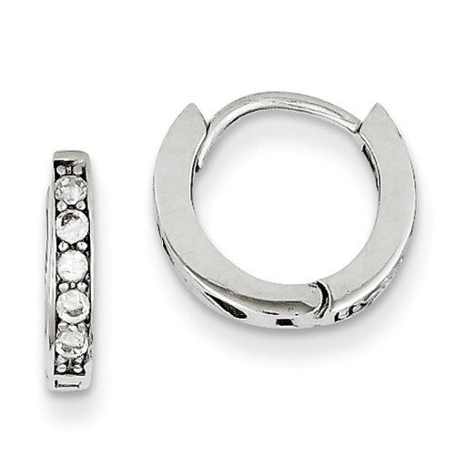 Hinged Hoop Earrings Sterling Silver Diamond QE9253