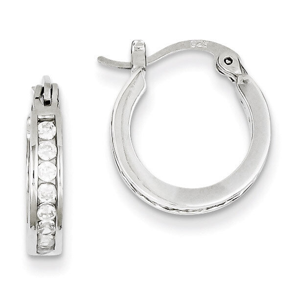 Hoop Earrings Sterling Silver Diamond QE9257