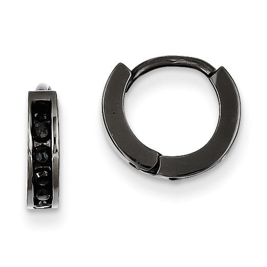 Black Rhodium Plated Black Diamond Hinged Hoop Earrings Sterling Silver QE9262, MPN: QE9262, 191101…