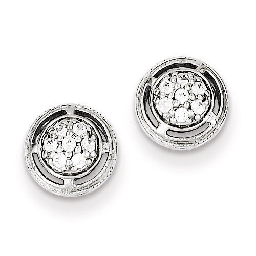Round Post Earrings Sterling Silver Diamond QE9278, MPN: QE9278, 883957480367