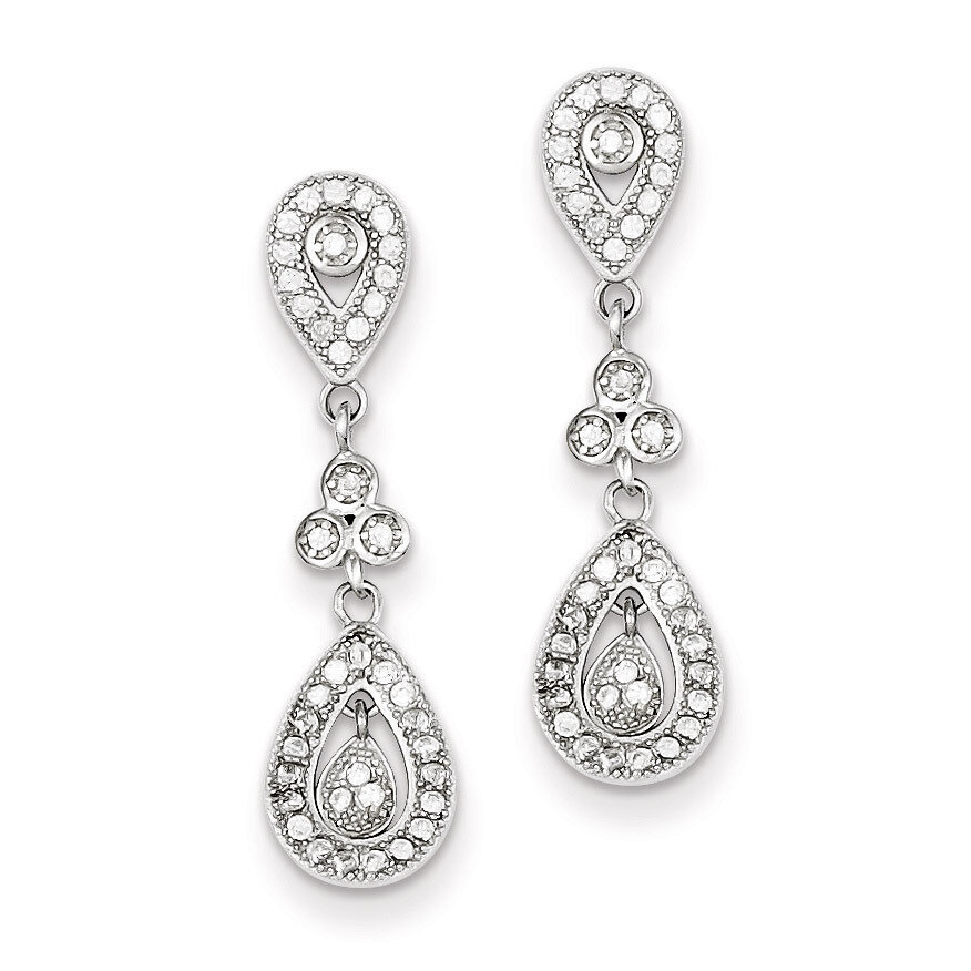 Pave Pear Dangle Post Earrings Sterling Silver Diamond QE9289, MPN: QE9289, 883957576800