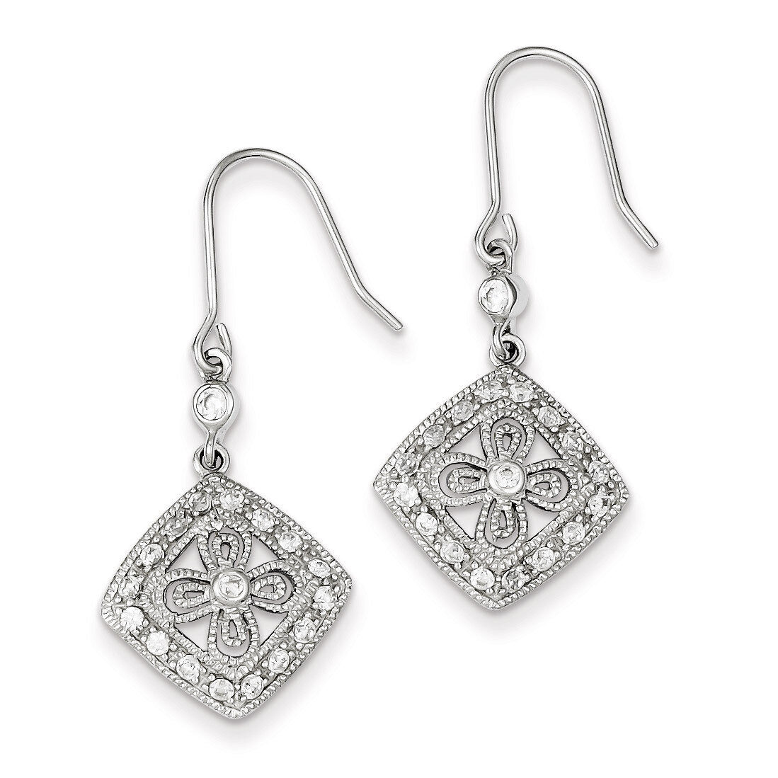 Dangle Earrings Sterling Silver Diamond QE9291, MPN: QE9291, 883957537139