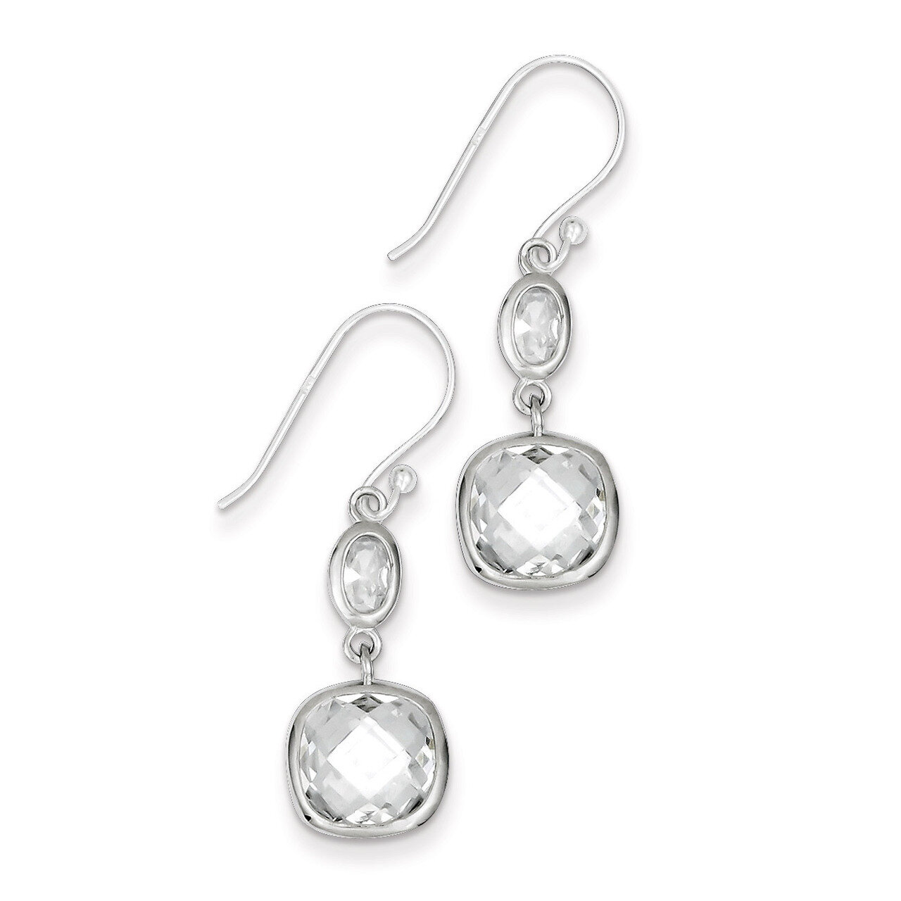 Square Dangle Earrings Sterling Silver Diamond QE9309, MPN: QE9309, 883957489827