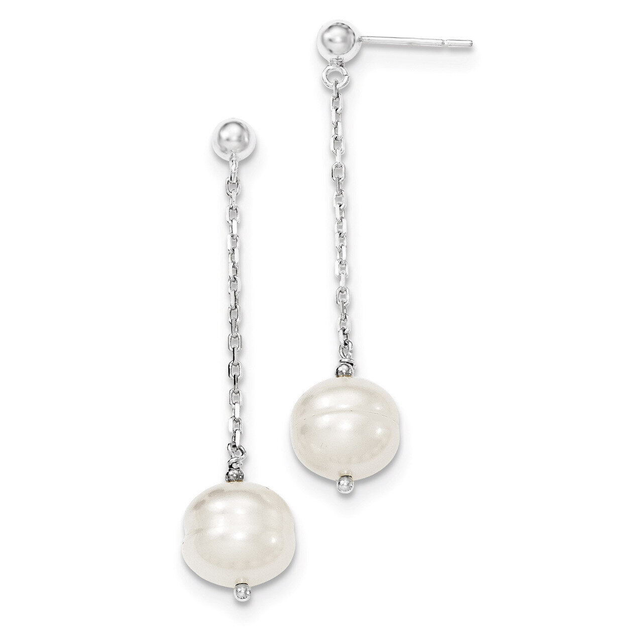 10mm Cultured Pearl Dangle Post Earrings Sterling Silver QE9339, MPN: QE9339, 883957545387