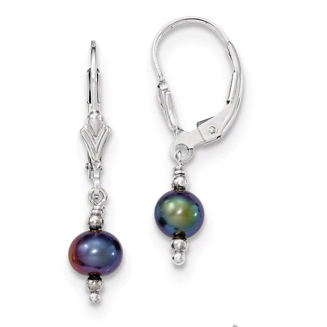 Peacock Pearl with Bead Leverback Drop Earrings Sterling Silver Cultured QE9348, MPN: QE9348, 88395…