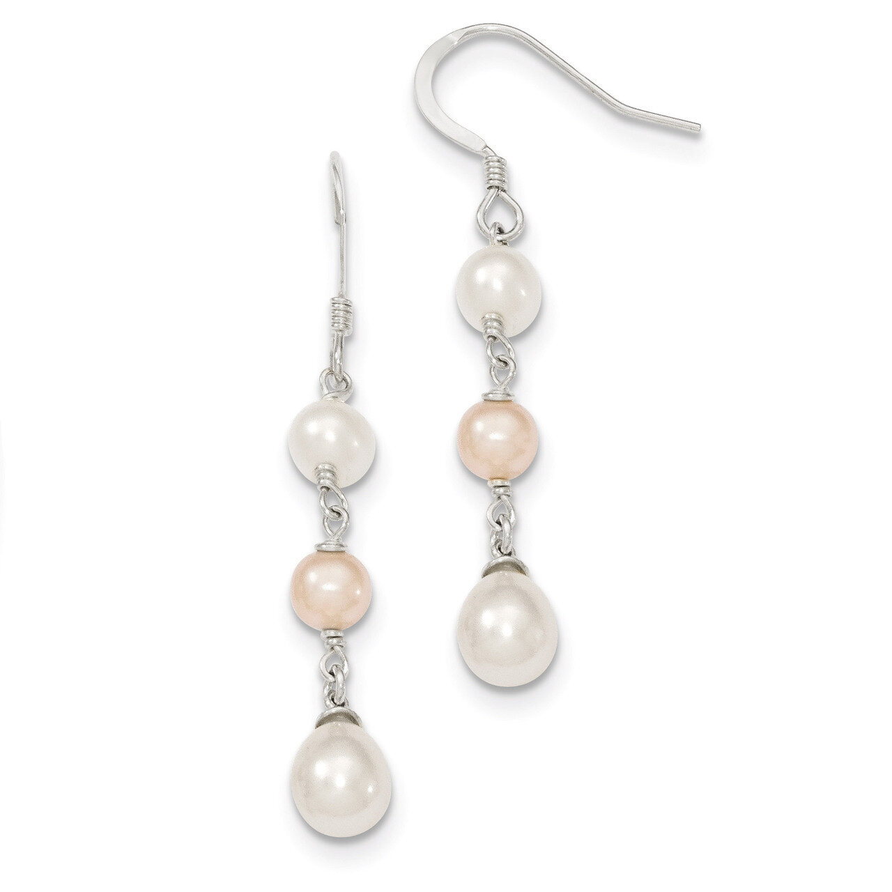 Pearl Dangle Earrings Sterling Silver Cultured QE9368, MPN: QE9368, 883957547329