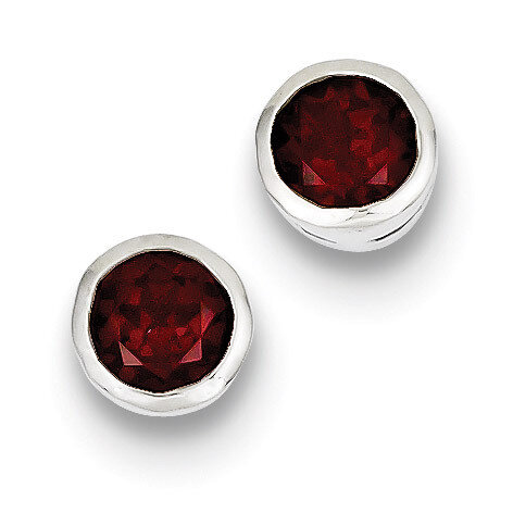 Garnet Circle Stud Earrings Sterling Silver QE9411GA, MPN: QE9411GA, 883957537191