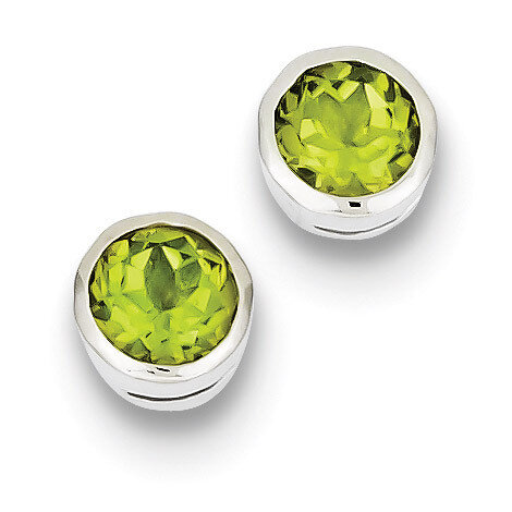 Peridot Circle Stud Earrings Sterling Silver QE9411PE, MPN: QE9411PE, 883957400464